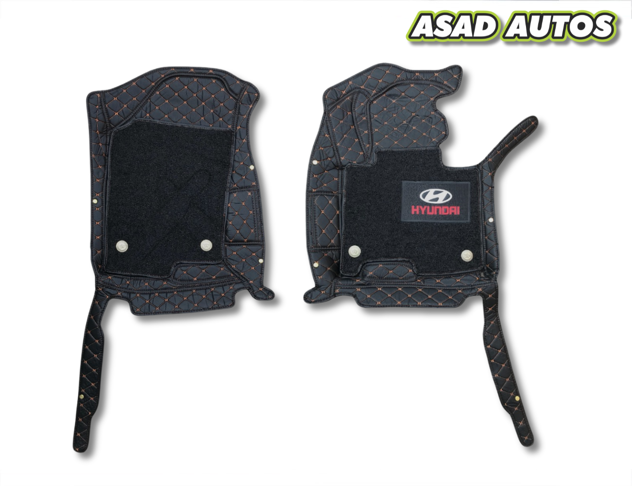 10D Floor Mats For Hyundai Tucson 2019–2024 – Black Mix Thread With Black Grass Finish