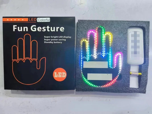 Car Finger Light: Interactive LED Gesture Display Lamp with Remote for Road Rage Signs