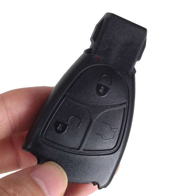 FOBTRONICS Chrome & Black 3-Button Smart Key Fob Case For Mercedes Benz – #A07