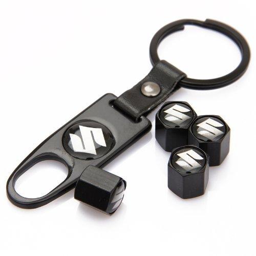 4X Suzuki Logo Car Wheel Tire Valves Dust Stems Air Caps + Keychain