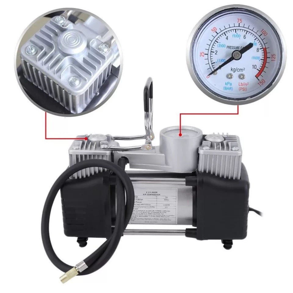 Car Dual Cylinder Air Pump 150W Air Pump Car Air Pump High Power Toolbox Air Pump