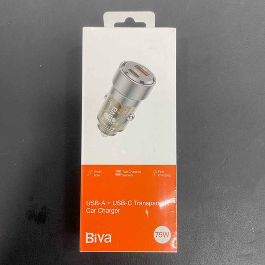 Biva 75W USB-A + USB-C Car Charger: Powerful and Transparent