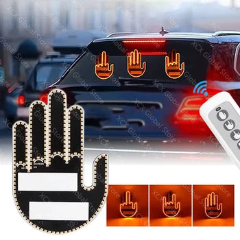 Car Finger Light: Interactive LED Gesture Display Lamp with Remote for Road Rage Signs
