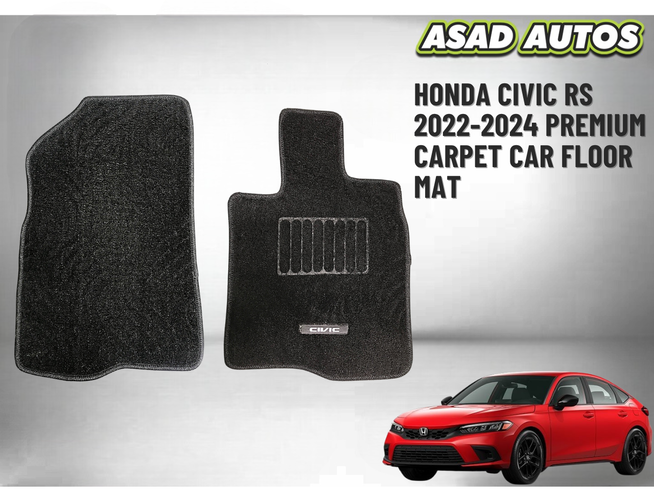 Honda Civic RS 2022–2024 Premium Carpet Car Floor Mat – Custom Fit Luxury & Protection