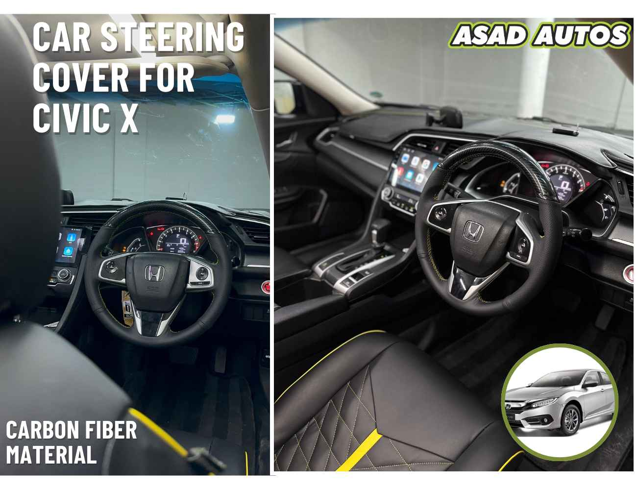 Carbon Fiber Steering Cover for Honda Civic 2016–2021 – Sporty Grip & Premium Finish