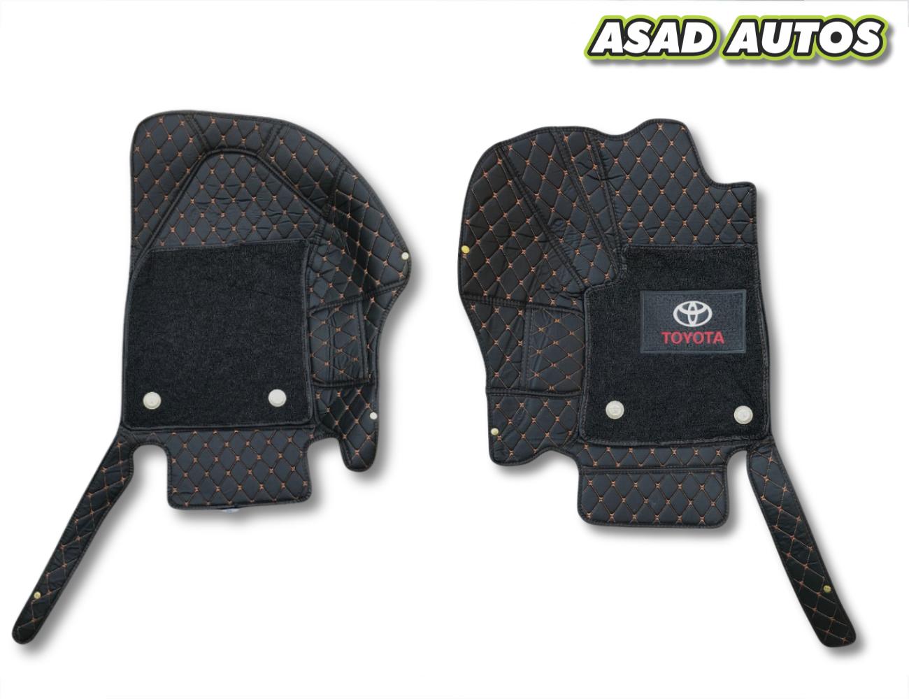 Toyota Fortuner 2017–2024 11D Floor Mats – Mix Thread Black with Black Grass | Full Coverage | Premium Custom Fit