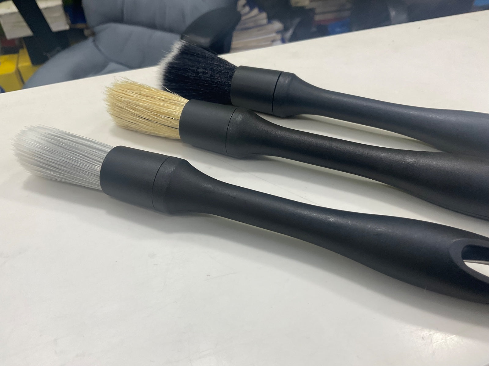 3-piece deep cleaning detailing brush set for car interiors and exteriors