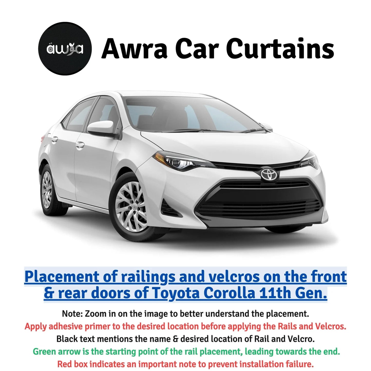 Awra Curtains for Toyota Corolla (2012 - 2023) 11th Generation