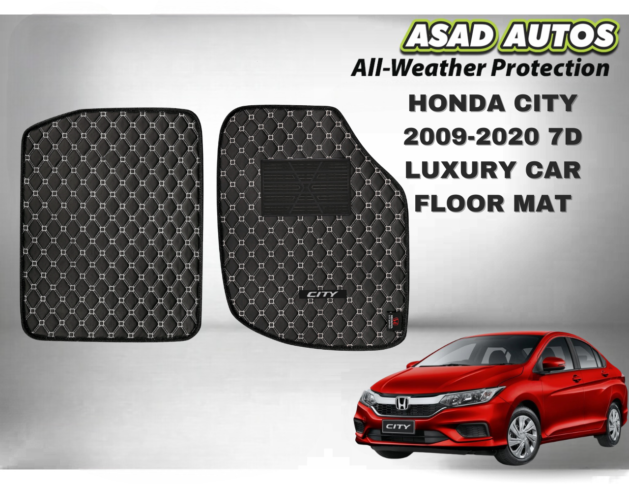 Car Floor Mat 7D Luxury for Honda City (2009–2020)