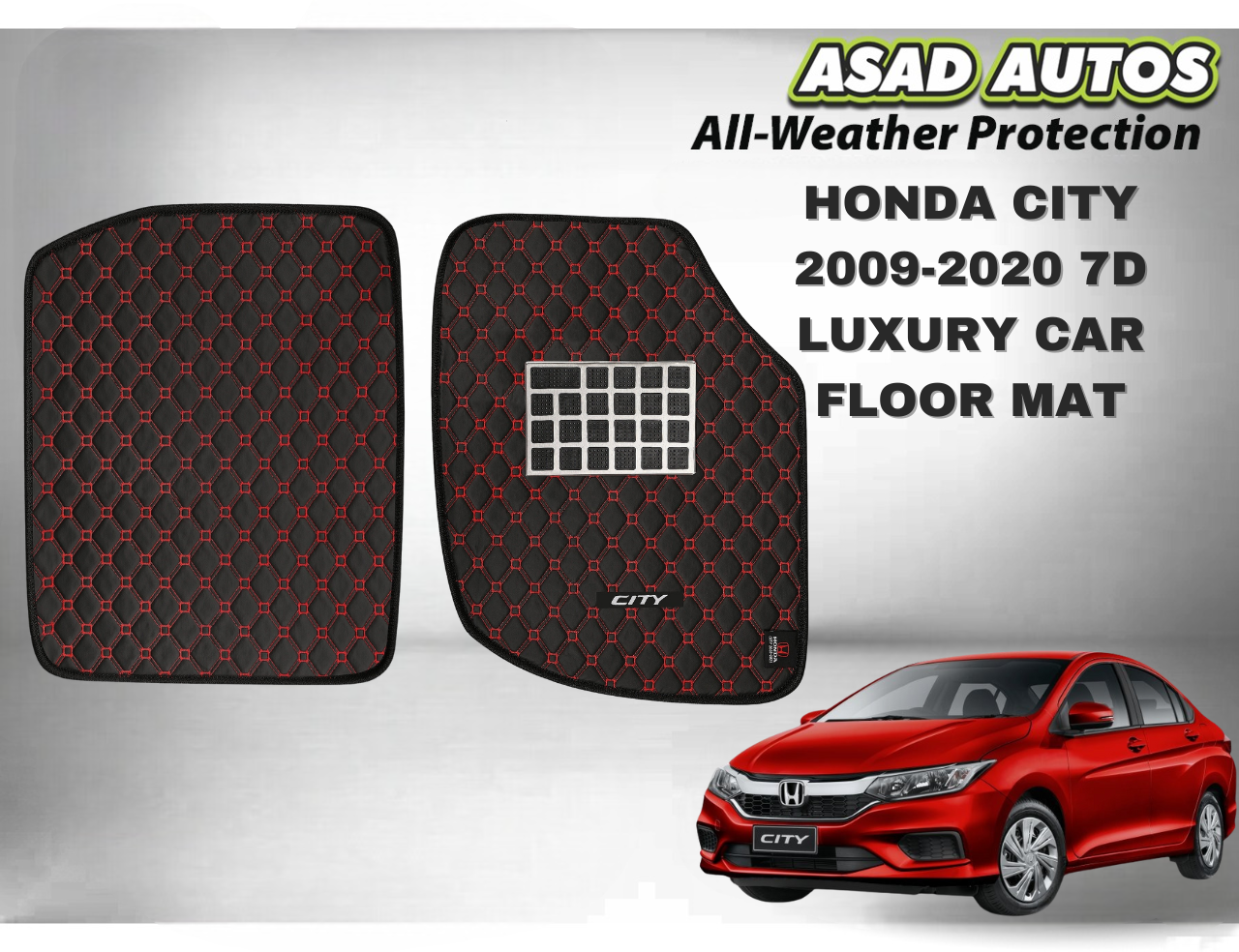 Car Floor Mat 7D Luxury for Honda City (2009–2020) – Premium Comfort & Protection