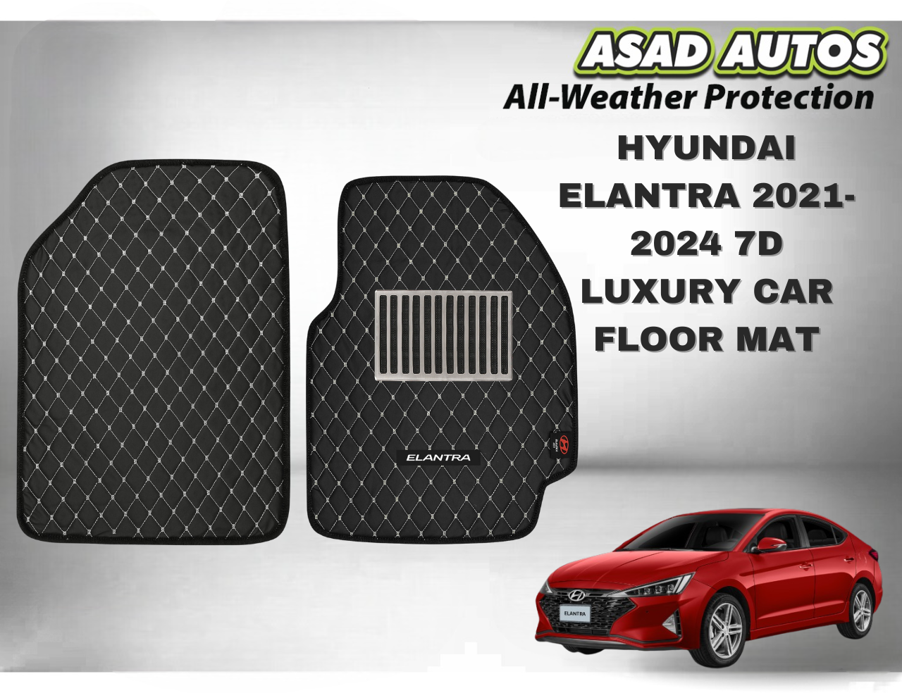 Car Floor Mat 7D Luxury for Hyundai Elantra (2021–2024)
