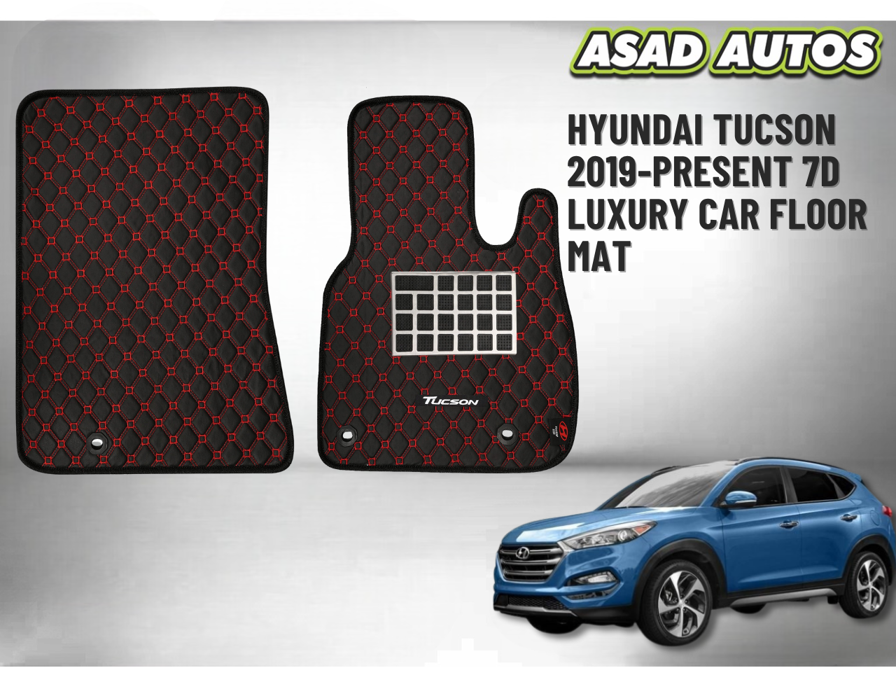 7D Luxury Car Floor Mat for Hyundai Tucson 2019–Present – Waterproof, Full Coverage