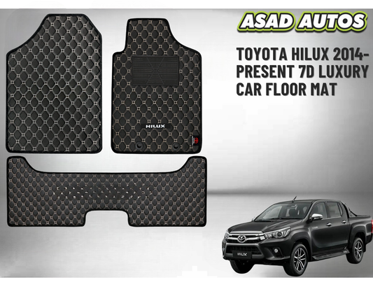 7D Luxury Floor Mats for Toyota Hilux 2014–Present – Waterproof, Custom Fit, Heavy-Duty