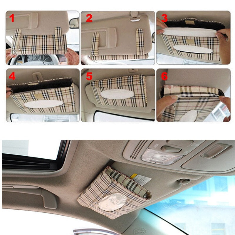 Car Sun Visor Tissue Box with Clip – Convenient & Stylish Tissue Storage
