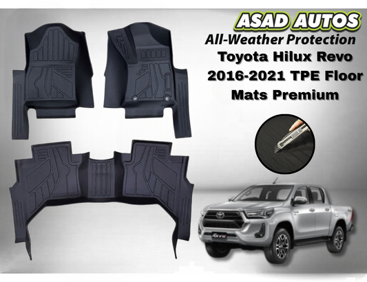 Toyota Hilux Revo 2016-2021 TPE Floor Mats – Premium All-Weather Custom Fit Car Mats