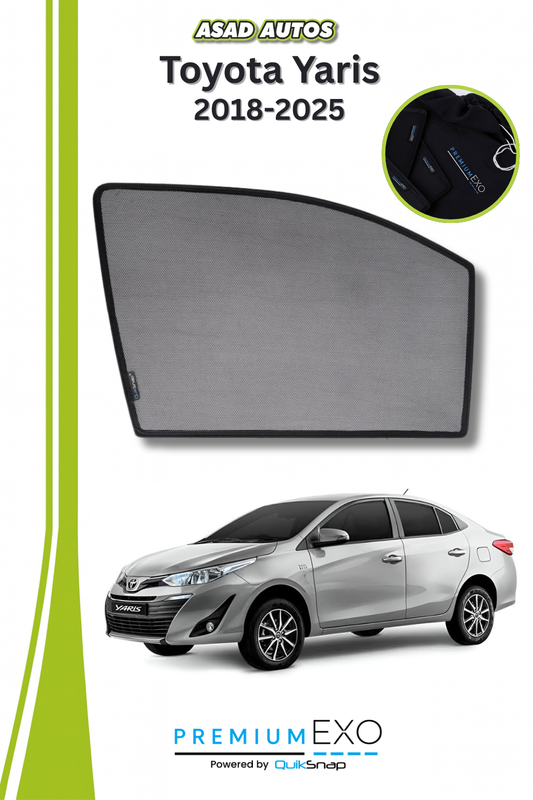 QS Window Sun Shades (Car Pardy) For Toyota Yaris 2018-2025 Sedan: Superior UV Protection & Custom Fit