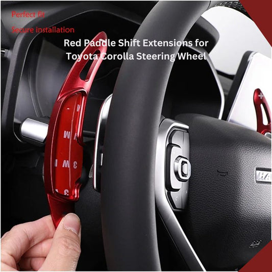 Red Paddle Shift Extensions for Toyota Corolla Steering Wheel (2014-2022) - Set of 2
