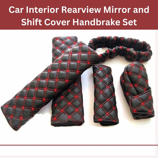 5-Piece Car Interior Rearview Mirror and Shift Cover Handbrake Set