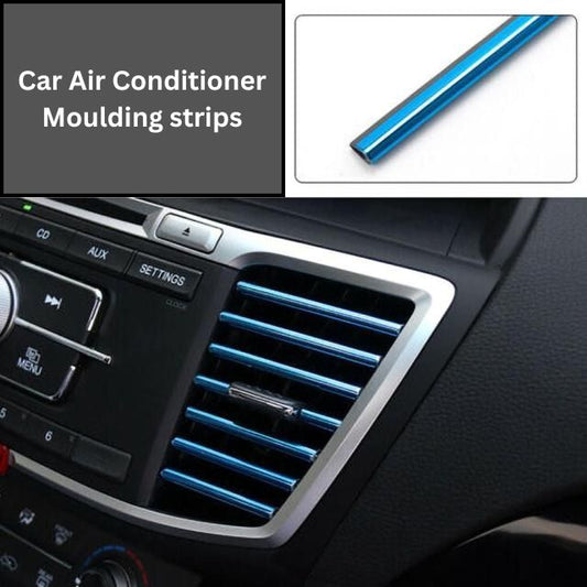 10Pcs Universal Car Air Conditioner U-Shape Decorative Moulding Strips - Blue