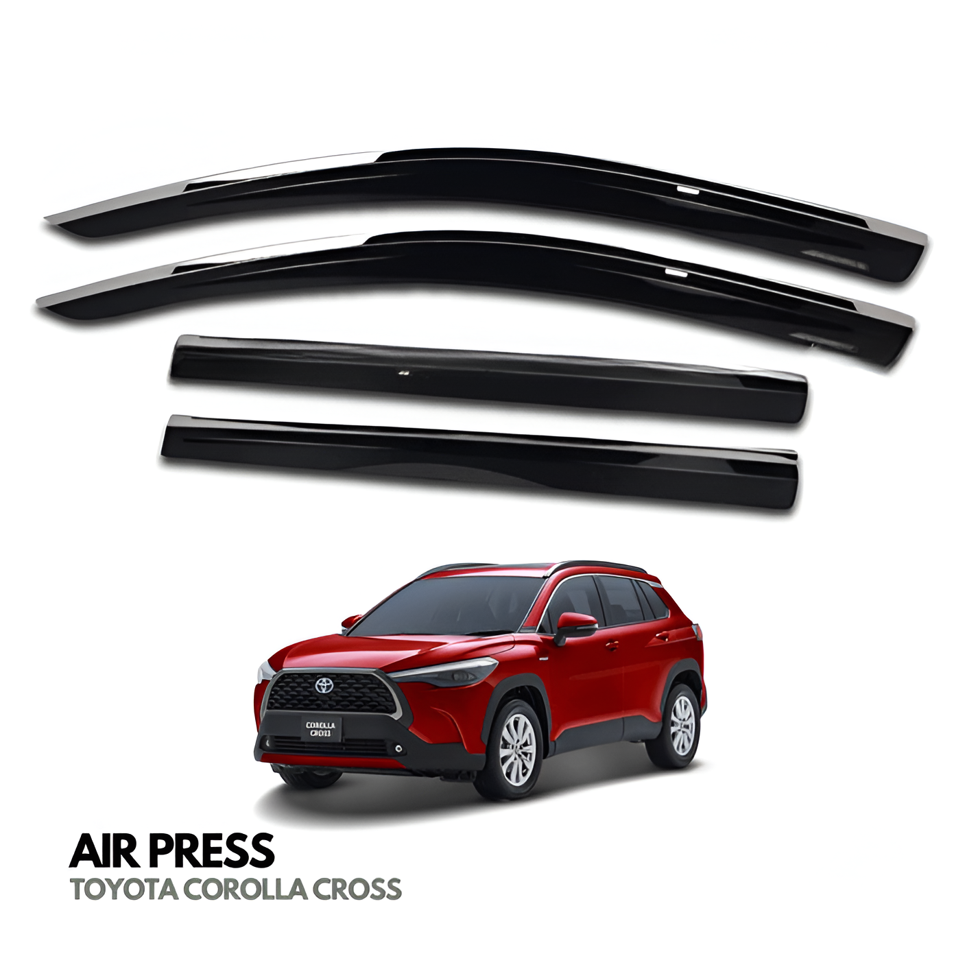 Air press black tinted door window visor for Toyota Corolla Cross – Stylish and functional exterior accessory