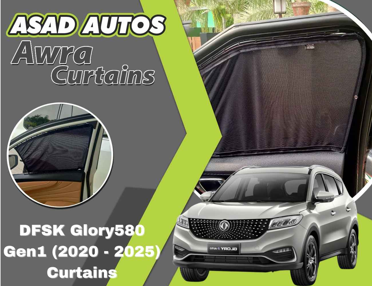 Awra Curtains for DFSK Glory 580 Gen1 (2020-2025) | Premium Car Curtains | Privacy & UV Protection