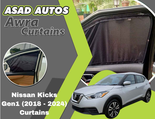 Awra Curtains For Nissan Kicks Gen1 (2018 - 2024) — Car Window Shades & Railing Curtains