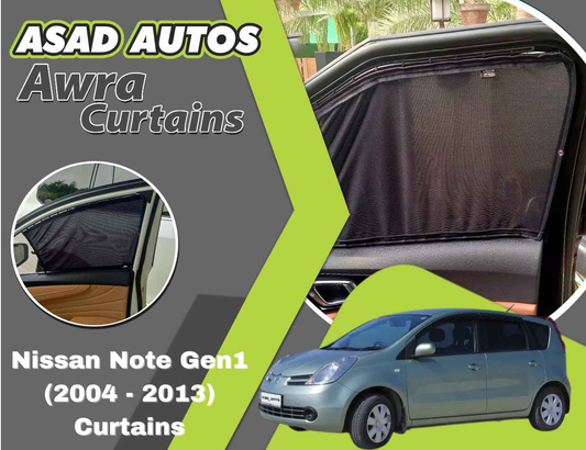 Awra Curtains For Nissan Note Gen1 (2004 - 2013) — Car Window Shades & Railing Curtains
