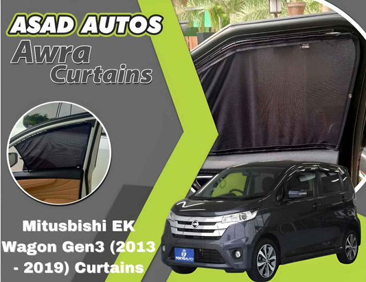 Awra Curtains For Mitsubishi EK Wagon Gen3 (2013 - 2019) — Car Window Shades & Railing Curtains