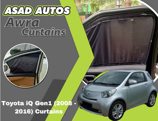 Awra Curtains For Toyota iQ Gen1 (2008 - 2016) — Car Window Shades & Railing Curtains