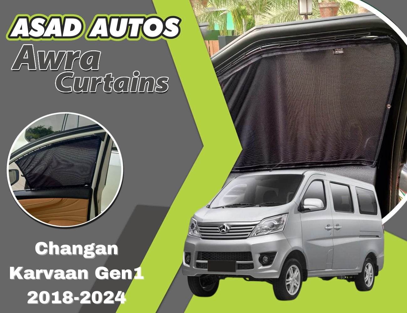 "Awra Curtains for Changan Karvaan Gen1 (2018-2024) – Custom Fit Privacy Shades for UV Protection and Comfort"