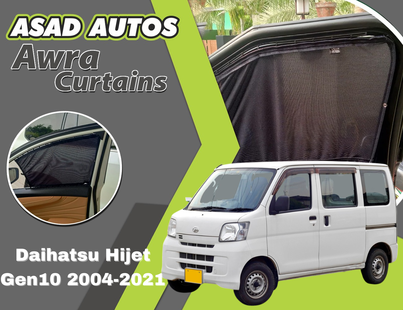 "Awra Curtains for Daihatsu Hijet Gen10 (2004-2021) – Premium Privacy & Sun Protection"