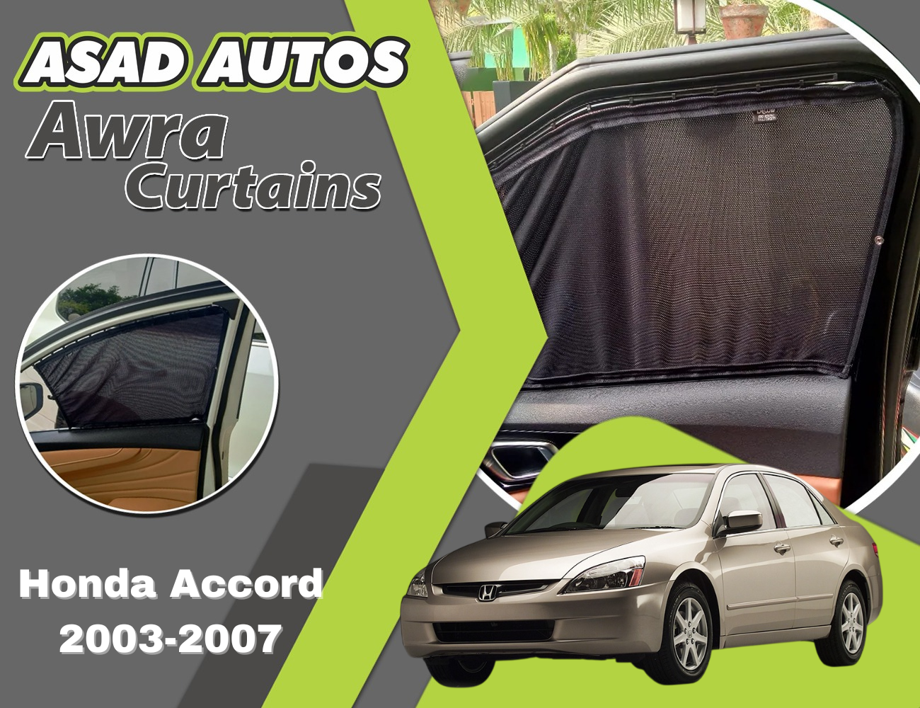 "Awra Curtains for Honda Accord (2003-2007) – Stylish Custom Fit Privacy Shades with Sun Protection and UV Protection"