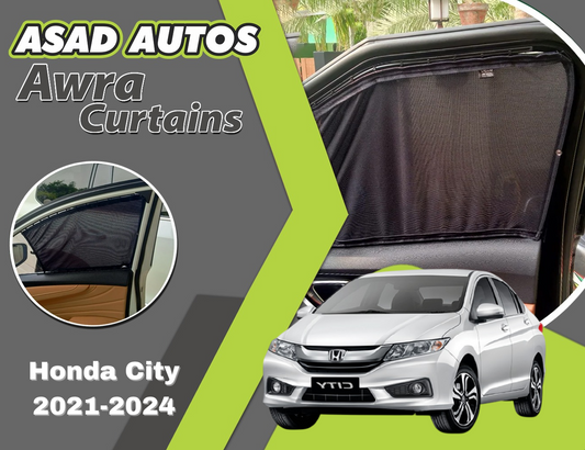 "Awra Curtains for Honda City (2021-2024) – Custom Fit Premium Privacy Shades with Sun Protection and UV Block"