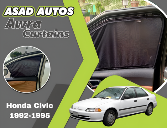 "Awra Curtains for Honda Civic (1992-1995) – Classic Custom Fit Privacy Shades with Sun Protection and UV Block"