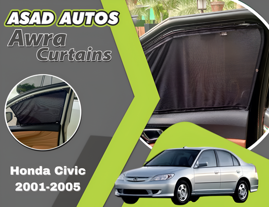 "Awra Curtains for Honda Civic (2001-2005) – Stylish Custom Fit Privacy Shades with Sun Protection and UV Block"