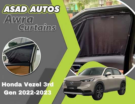 "Awra Curtains for Honda Vezel 3rd Gen (2022-2023) – Custom Fit Premium Privacy Shades with Sun Protection and UV Protection"