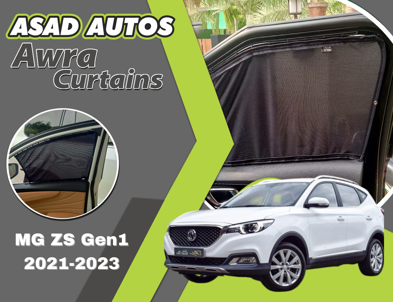 "Awra Curtains for MG ZS Gen1 (2021-2023) – Tailored Privacy Shades for Sun Protection and UV Resistance"