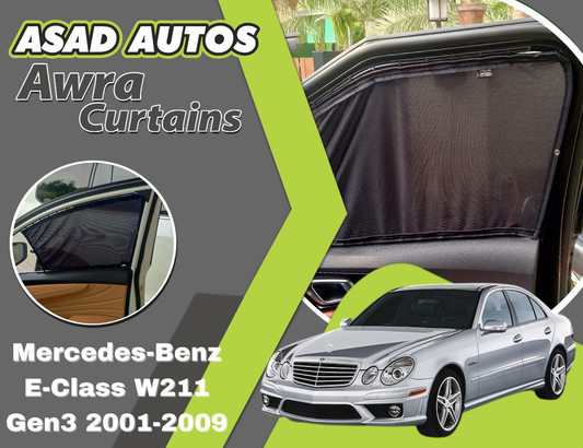 "Awra Curtains for Mercedes-Benz E-Class W211 Gen3 (2001-2009) – Premium Luxury Privacy Shades with Sun Protection and UV Block"