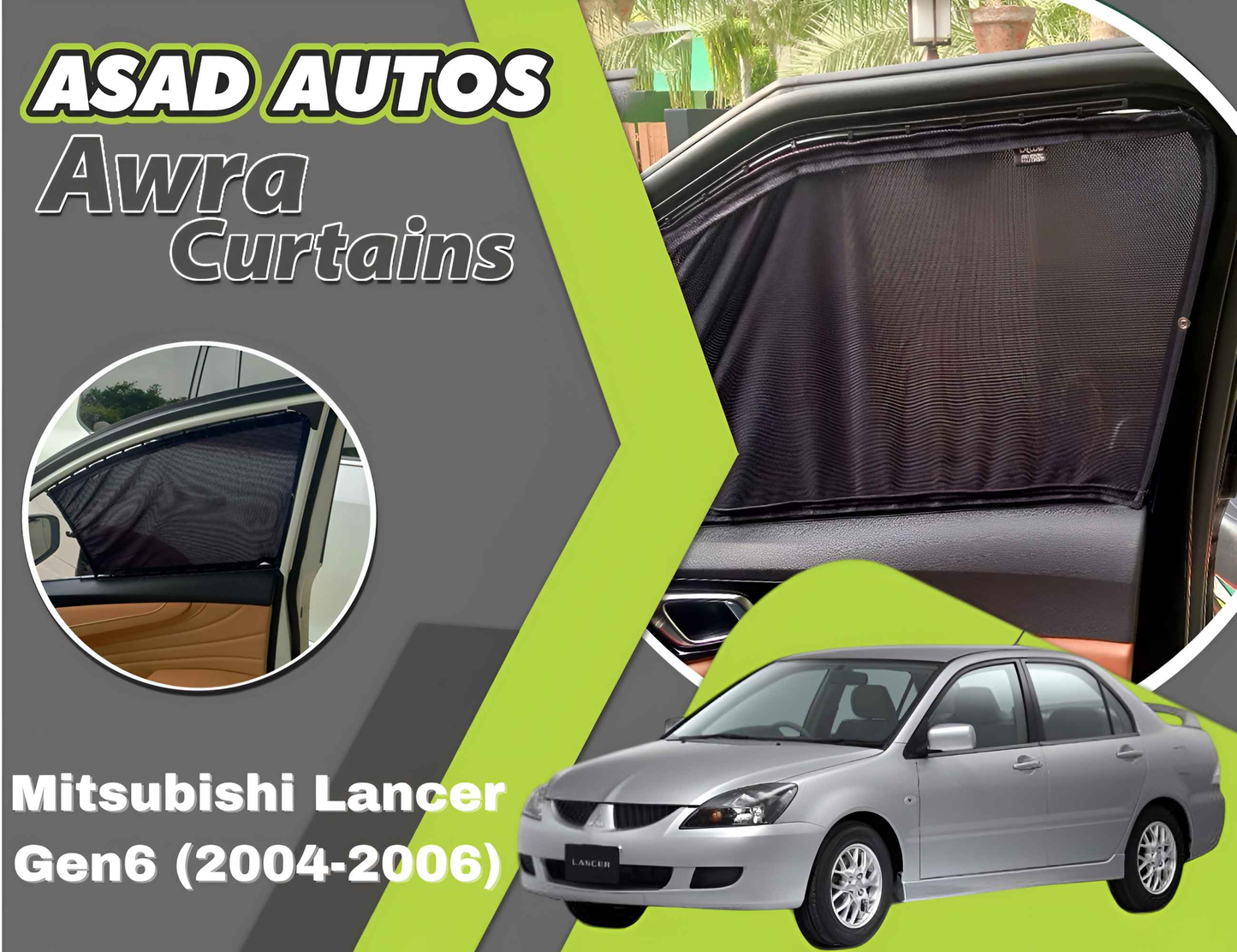 Awra Curtains for Mitsubishi Lancer Gen6 (2004-2006) | Custom Sunshade & Privacy