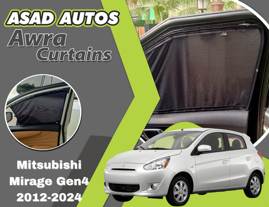 "Awra Curtains for Mitsubishi Mirage Gen4 (2012-2024) – Premium Privacy and Sun Protection, Custom Fit Car Window Shades"