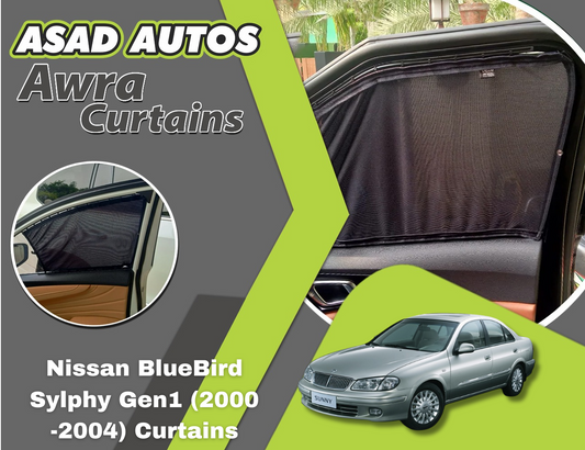 Awra Curtains for Nissan Bluebird Sylphy Gen1 (2000–2004) – Premium Sun Protection & Privacy Car Curtains