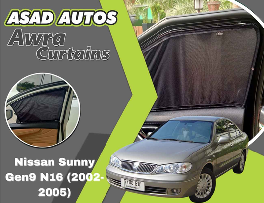 Awra Curtains for Nissan Sunny Gen9 N16 (2002-2005) | Sunshade & Privacy