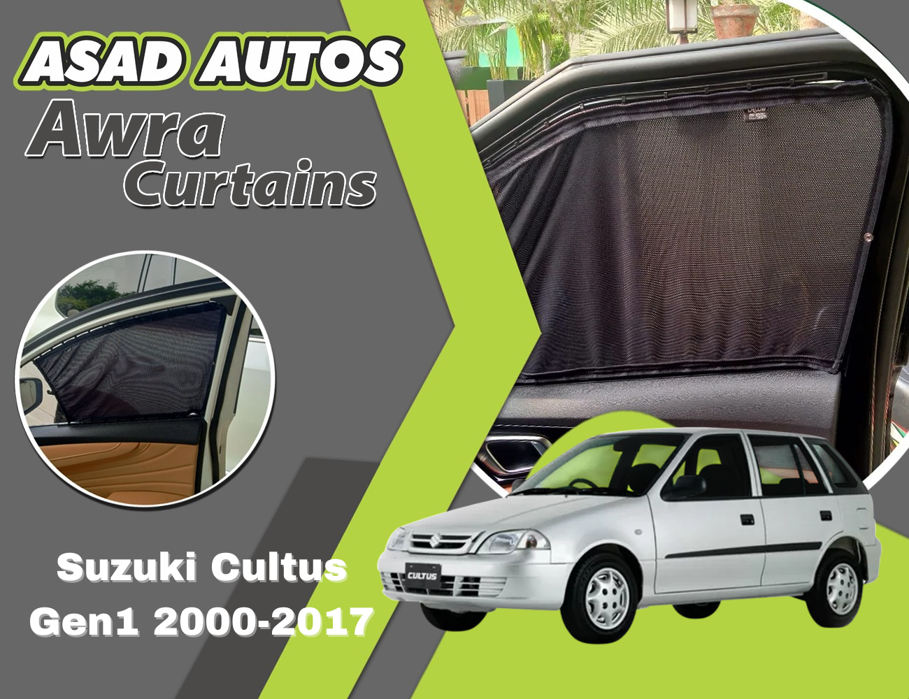 "Awra Curtains for Suzuki Cultus Gen1 (2000-2017) – Premium Privacy & Sun Protection"