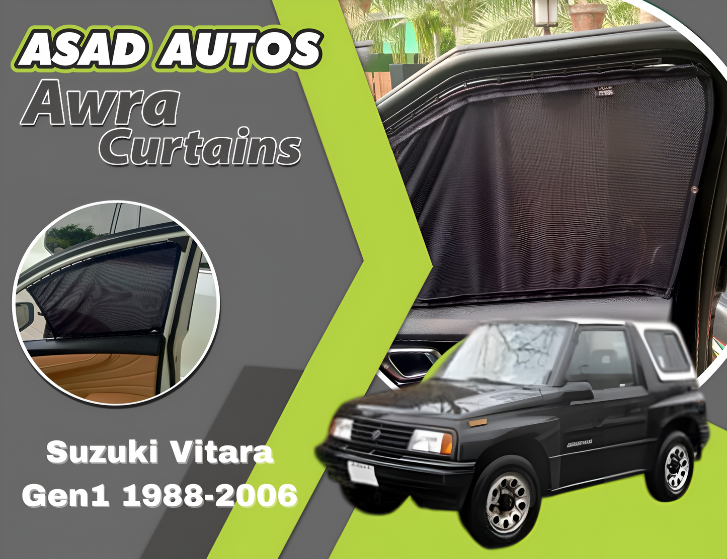 "Awra Curtains for Suzuki Vitara Gen1 (1988-2006) – Premium Privacy & Sun Protection"