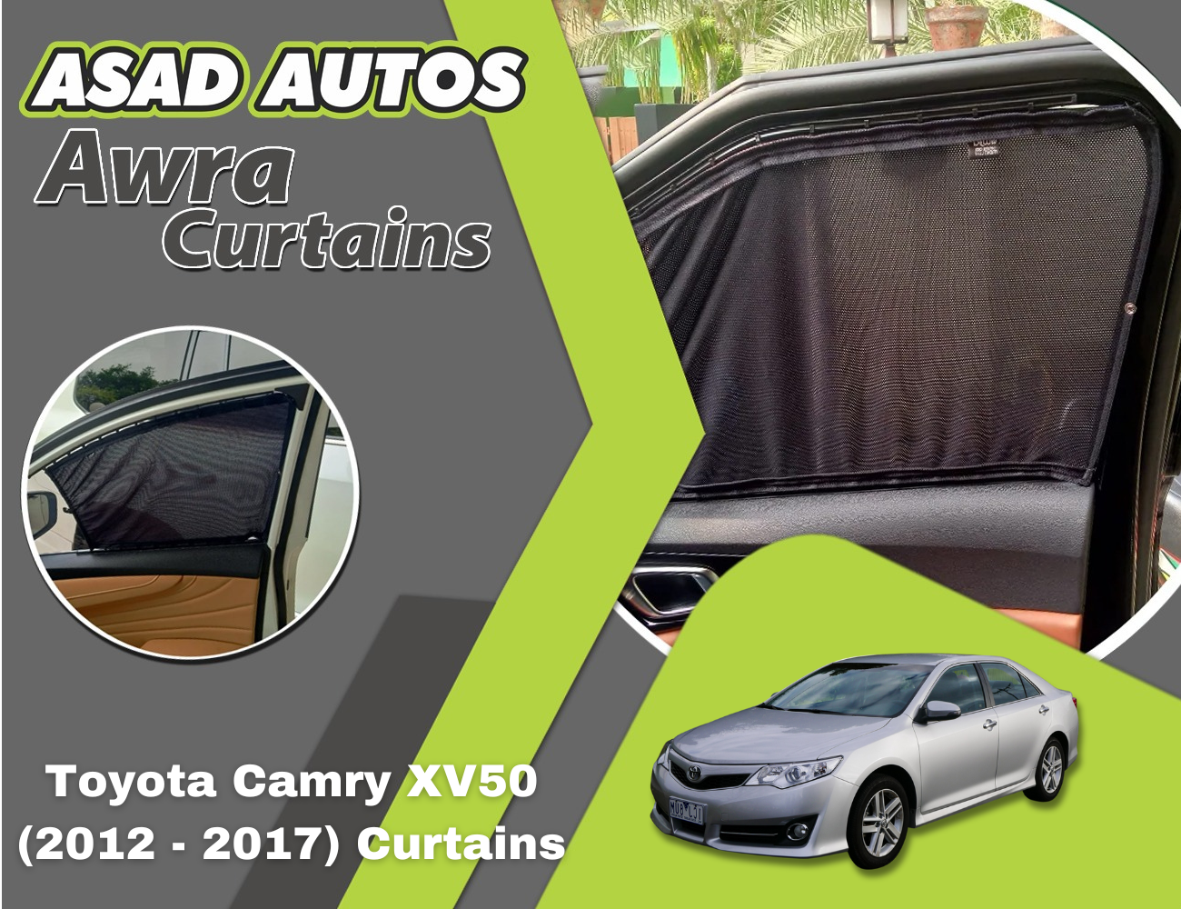 Awra Car Curtains for Toyota Camry XV50 (2012–2017) – Premium Sunshade Window Curtains