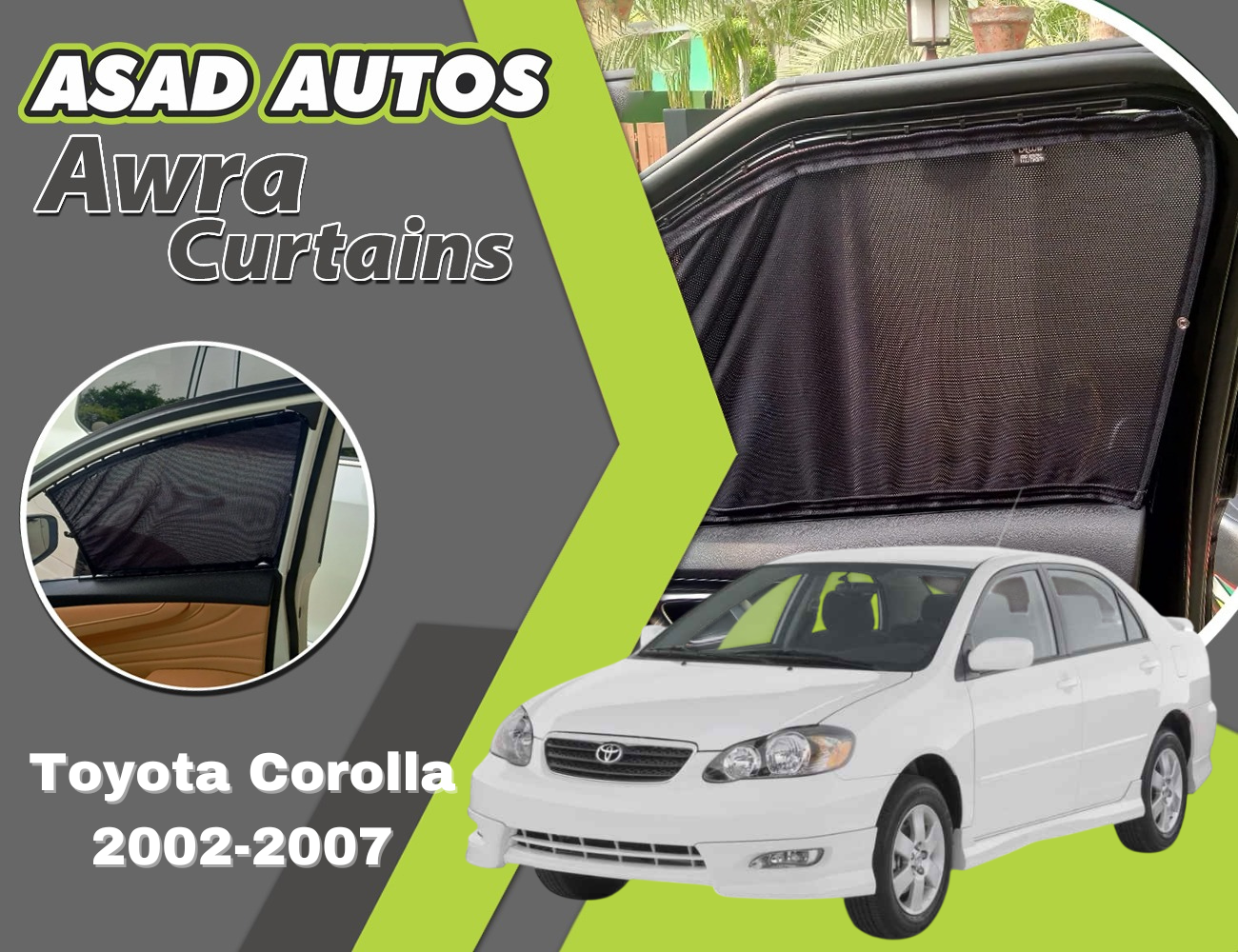 "Awra Curtains for Toyota Corolla (2002-2007) – Custom Fit Privacy Shades for Superior Sun Protection and UV Protection"