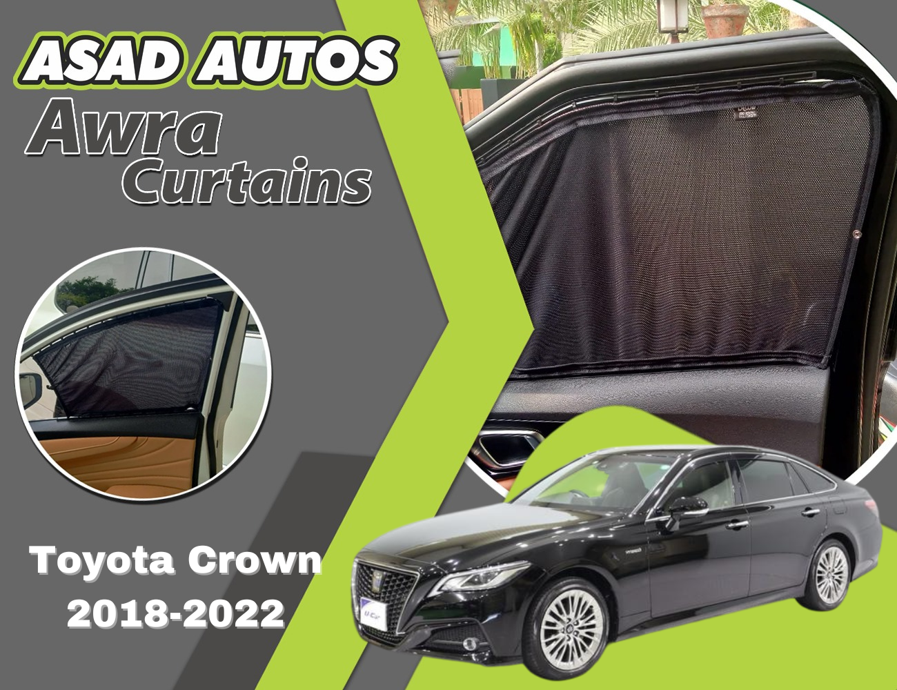 "Awra Curtains for Toyota Crown (2018-2022) – Premium Custom Fit Privacy Shades with Sun Protection and UV Block"