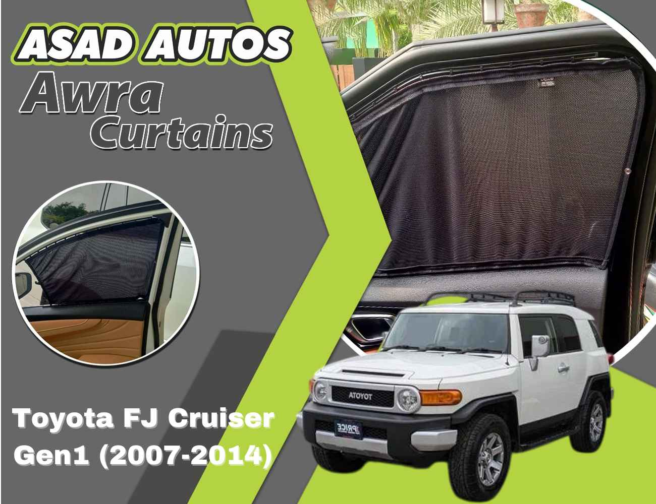 Awra Curtains for Toyota FJ Cruiser Gen1 (2007-2014) | Sunshade & Privacy
