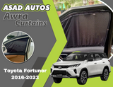 "Awra Curtains for Toyota Fortuner (2016-2023) β Custom Fit Premium Privacy Shades with Sun Protection and UV Block"