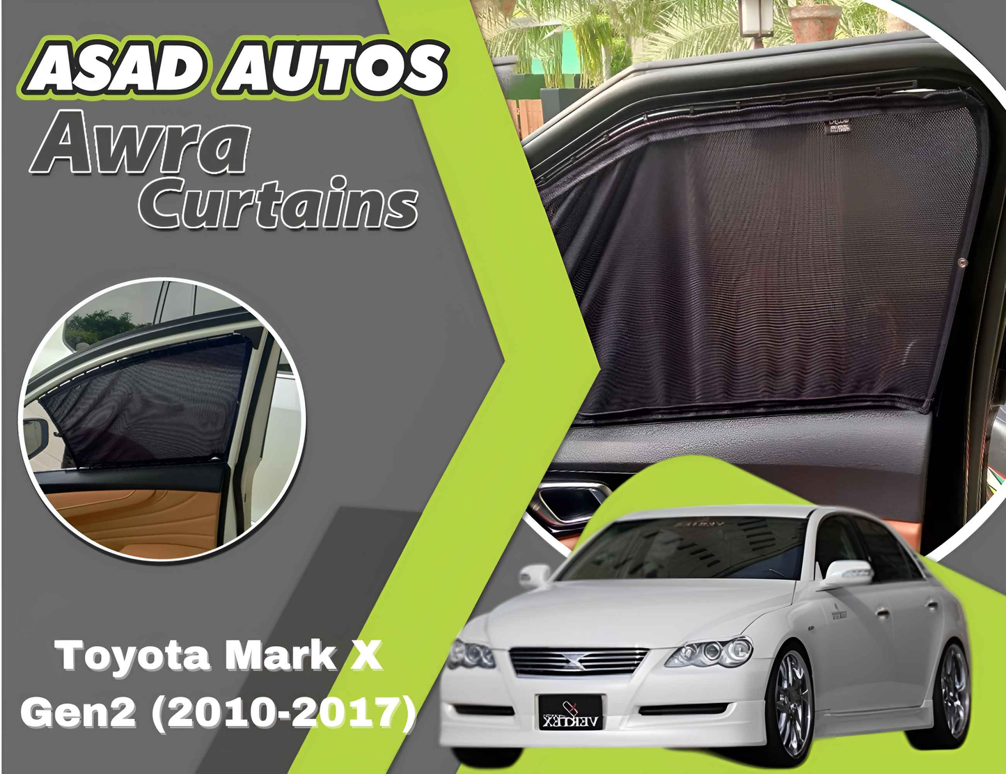 Awra Curtains for Toyota Mark X Gen2 (2010-2017) | Sunshade & Privacy
